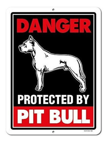 Peligro Protegido Por Pitbull 9 X 12 Cuidado Con El Perro Se