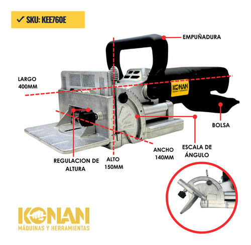 Engalletadora Madera 860w Carpinteria Ranura Galleta Konan KEE760E