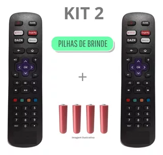 Kit 2 Controle Remoto Compatível Aoc Roku Tv Smart