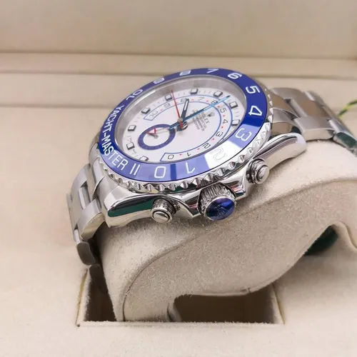 Reloj Rolex Yacht Master 2 con estuche y certificados, correa plateada