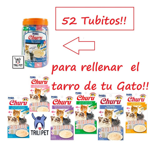 Churu Snack Gato-tarro 52 Tubos De Repuesto!sabores Surtidos