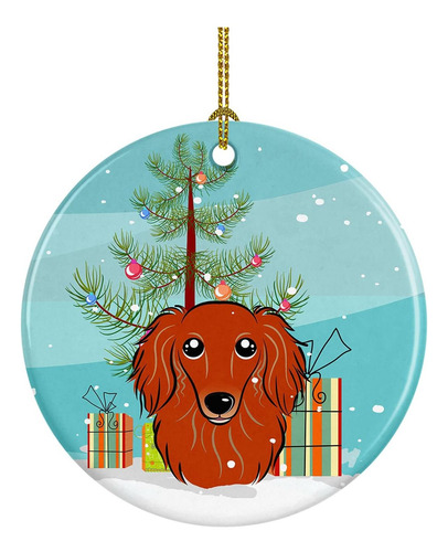 Carolines Treasures Árbol De Navidad Y Longhair Red Dachshun