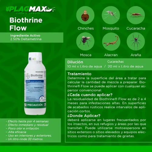 Biothrine Flow Bayer 1 Litro Insecticida Chinches Pulgas en venta en ...