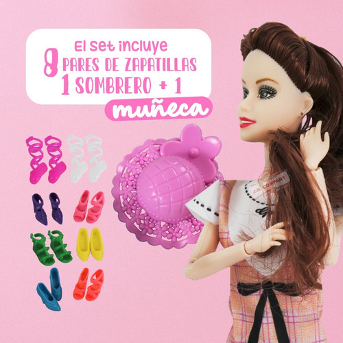 Imagen 3 de 8 de Muñeca Fashion Girl Doll + Accesorios Zapatos Juguete 2994j