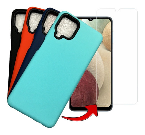 Funda Para Samsung A12 Protector Case Reforzada + Vidrio