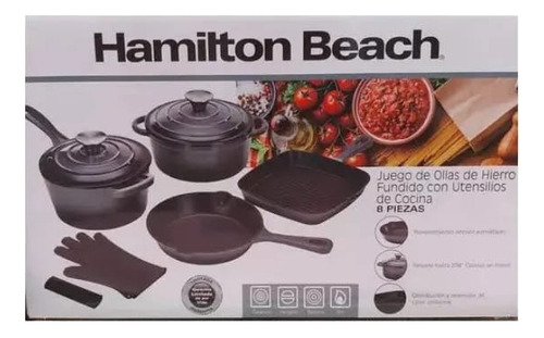 Hamilton Beach Juego De Ollas 8 Pzas Color Negro