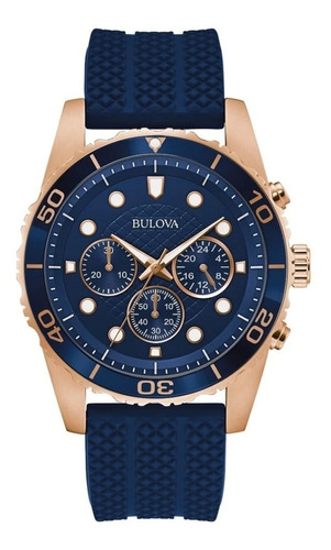 Reloj Bulova Moda Modelo: 98a299 Color de la correa Azul Color del bisel Oro rosa Color del fondo Azul