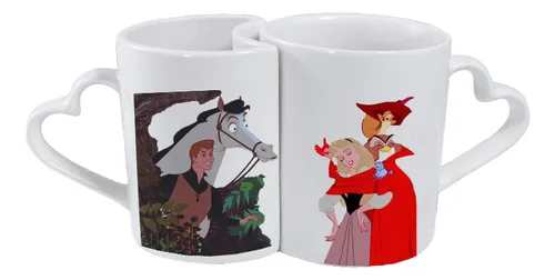 Taza Asa Corazón Bella Durmiente Aurora Principe (2 Pzs)
