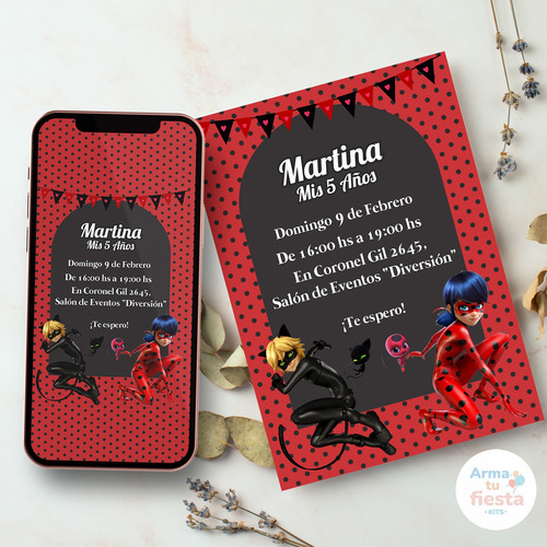 Kit Imprimible Ladybug Miraculus Texto Editable