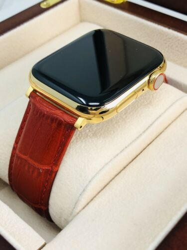 Reloj Apple Watch Serie 6 Chapado En Oro 24k 44mm Acero I...