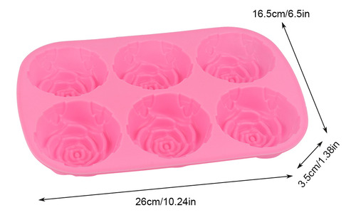 Pudin De Silicona Con Forma De Rosa, 6 Cavidades, Molde Para