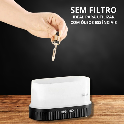 Difusor Umidificador Lareira Chama 3d Névoa Aromaterapia Led