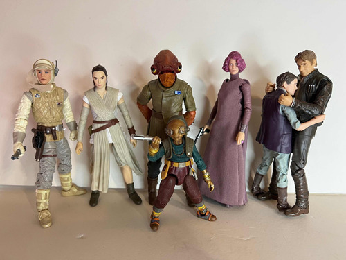 Remate 7 Fig Black Series Luke Hoth, Rey, Akbar, Luke, Leia