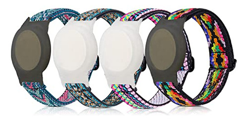 Pulsera 4 Pack Airtag Para Niños, Banda De Nylon Para Appl2