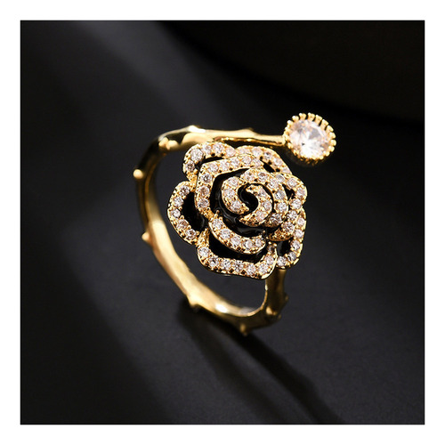 M Anillo De Rosa Chapado En Oro De Cobre Puro Con