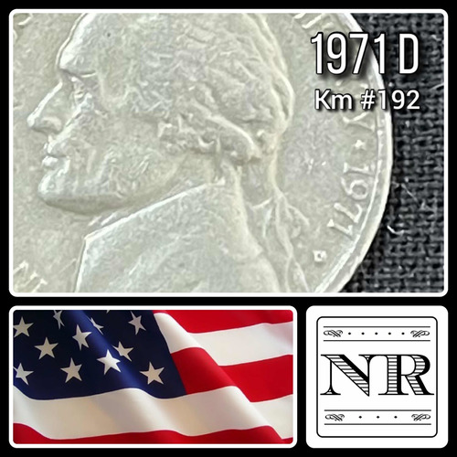 Estado Unidos - 5 Cents - Año 1971 D - Km #192 - Jefferson