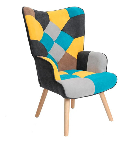 Butaca Silla Sillon Posa Brazos De Diseño Patchwork Comedor