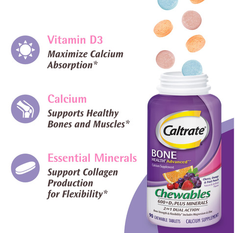 Suplemento Caltrate Chewables 600 Plus D3 Plus Minerals