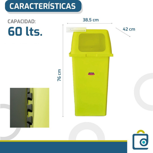 Set 6 Tachos De Basura 60lts Colombraro Cesto P/ Residuos