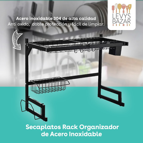 Imagen 2 de 9 de Seca Platos Escurridor Bacha Aluminio Inoxidable Organizador