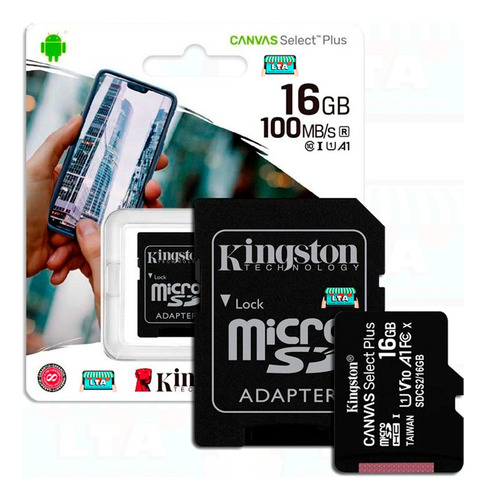 Microsd Kingston 16gb Clase 10 C/ Adaptador Garantía X Vida