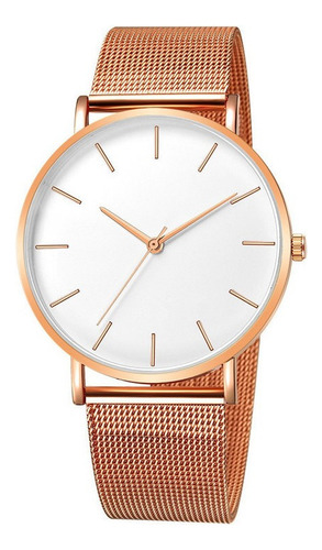 Relojes Simples Ultra Delgados Moda Minimalista Para Hombres Color De La Correa Blanco/oro Rosa