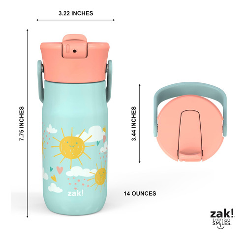 Zak Designs Botella De Agua Harmony Kid Para Viajes O En Cas