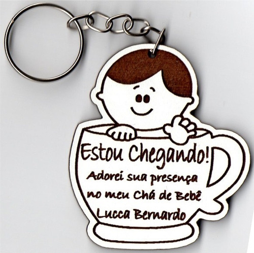 100 Chaveiros Mdf Lembrancinha Chá Bebê Caneca