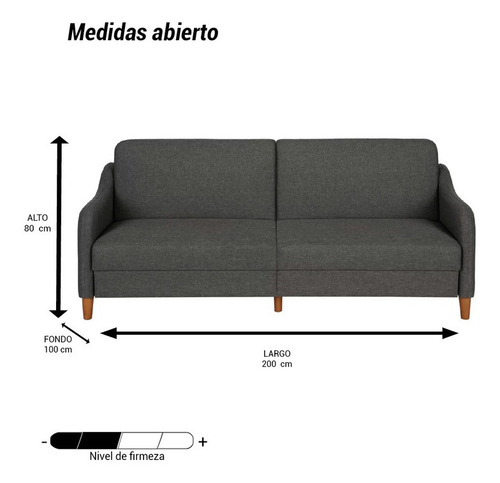 Sofa Cama Elithe Lino Gris 1pz Mueble Pieza Sala Sofa Sillon