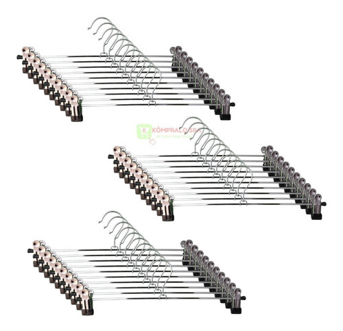Imagen 1 de 1 de Pack 30 Colgadores Metal Ganchos Perchero Ropa Pantalon 33cm