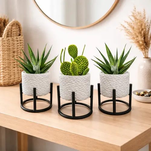 3 Vasos Cachepot Suculenta Erva Flor Decoração Casa Suspenso Branco