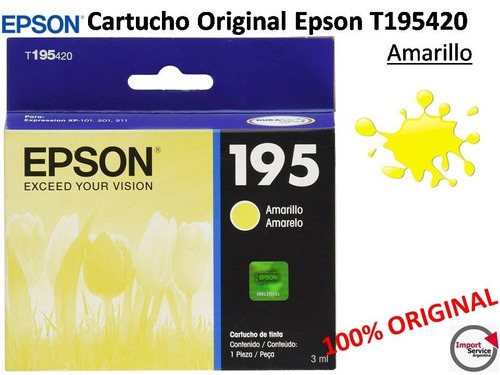 Cartucho Original Epson T195420 Para Xp-101/201/211 Amarillo