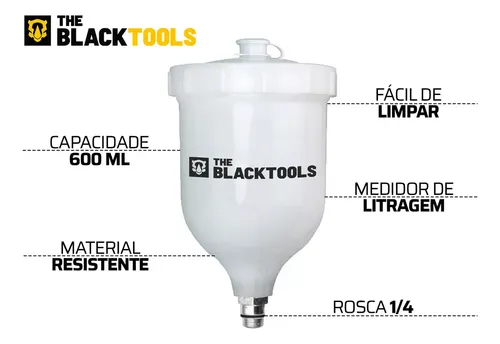 Kit 2 Unidades Copo Caneca Pistola De Pintura 600ml Cor Branco