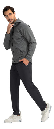 Pantalon Deportivo Acetato Frisado Con Cierre En Bolsillos