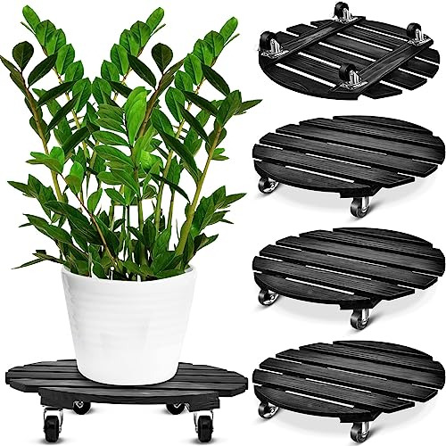 4 Pcs 12 Inch Plant Stand With Lockable Wheels Heavy Du...