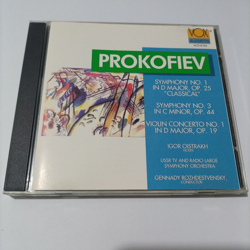 Prokofiev: Symphonies 1 & 3 Cd Álbum 1992 Vox Igor Oistrach (Usado)