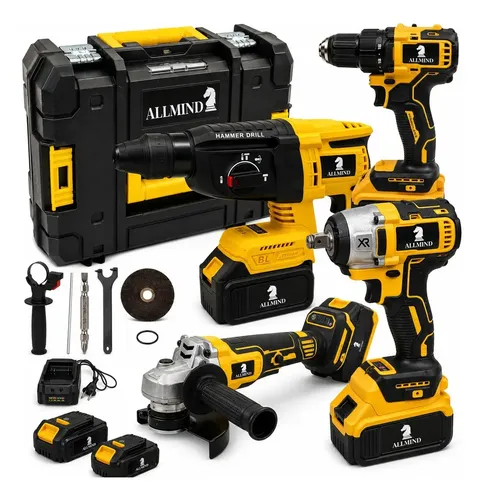 Kit Ferramentas Brushless Allmind 4 em 1 Com Parafusadeira
