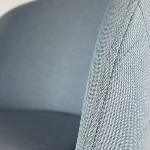 Set 2 Sillas Acojinadas Tapiz Tela Para Comedor O Sala Estructura de la silla Madera Asiento Azul Diseño de la tela Lino