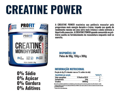 Imagem 2 de 2 de Creatina Monohydrate Power Pote 300g - Profit