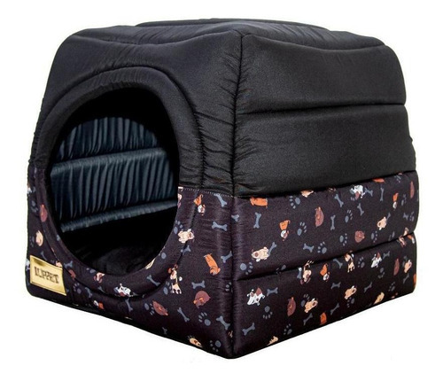 Cama Iglu E Toca Para Cachorro Luppet Luxo Preto Cachorro
