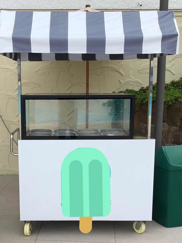 Carrito De Cremoladas Y Helados De Acero Inoxidable
