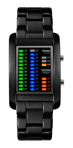 Reloj Binario Electrónico Digital Skmei 1103 Unisex Negro 