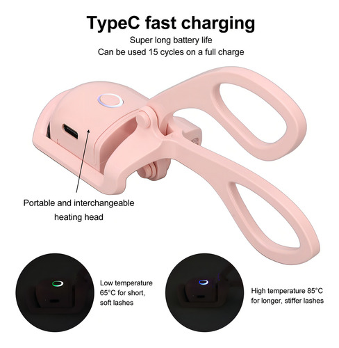 Rizador De Pestañas Eléctrico De Larga Duración Carga Usb Color Rosa