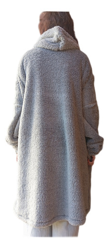 Buzo Manta Oversize Gris Con Capucha Hip Hop Frío Bariloche