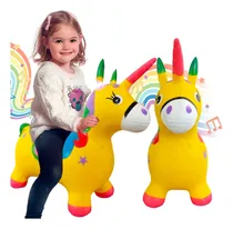 Comprar Montable Caballito Unicornio Amarillo Inflable Brinca Sonido