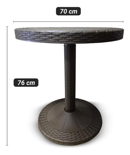 Mesa Redonda Tipo Rattan De Plástico 70 Cm De Diametro Rattan