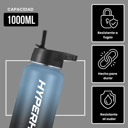 Termo Acero Inoxidable 1lt Hyperhike Botella Térmica 3 Tapas