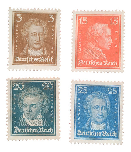 Alemania Reich 1926 Famosos 4 Estampillas Mint Sin Goma