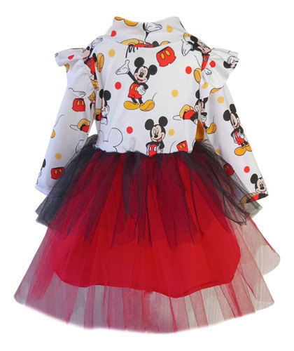 Disfraz Mickey Mouse Disney Manga Larga Tutu Bebe Rojo 1