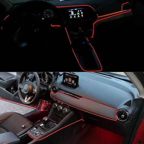 Imagen 4 de 10 de Hilo Tira Luz Neon Colores Led Conector 12v Auto Moto 5m